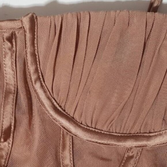NWOT Zara dusty rose ruched tulle corset mini dress XS - Picture 14 of 16